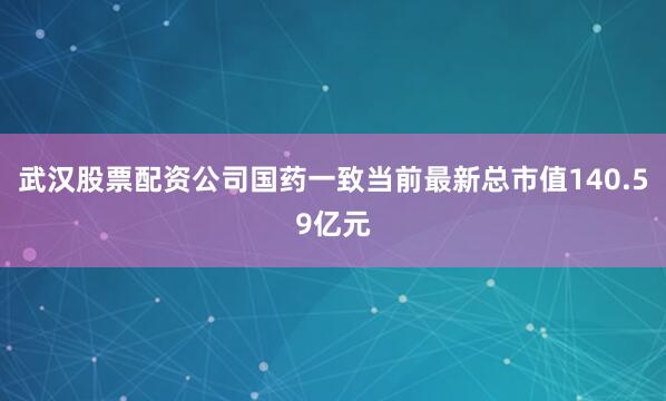 武汉股票配资公司国药一致当前最新总市值140.59亿元